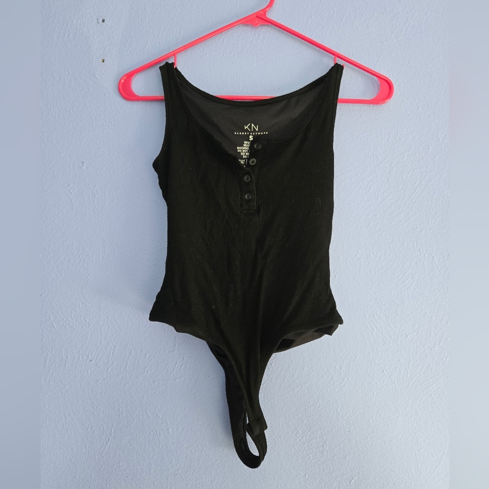 Klassy Network Henley Bodysuit Tank - Ribbed
